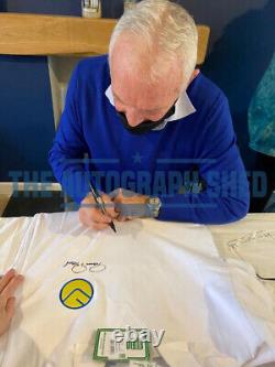 PROOF RETRO SMILEY BADGE 1970s LEEDS UTD HAND SIGNED HOME SHIRT AUTOGRAPH UNITED