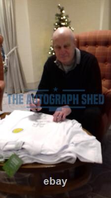 PROOF RETRO SMILEY BADGE 1970s LEEDS UTD HAND SIGNED HOME SHIRT AUTOGRAPH UNITED