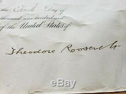 President Theodore Roosevelt BOLDLY HAND SIGNED 1907 Presidential appointment