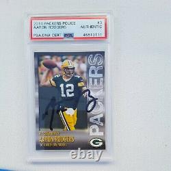 RARE/2014 Aaron Rodgers HAND SIGNED Police #3 PSA/DNA Autograph MVP 2022