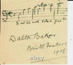 RARE! Baritone Dalton Baker Hand Signed AMQS Dated 1908 JG Autographs COA
