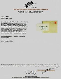 RARE! British Surgeon Cecil Wakeley Hand Signed 3X5 Card JG Autographs COA