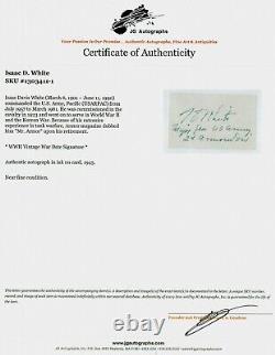 RARE! Eighth Army Isaac D. White Hand Signed 3X2 Card JG Autographs COA
