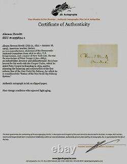 RARE! Father of the NY Subway Abram Hewitt Hand Signed 2X3.5 Card COA