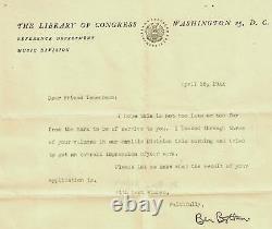 RARE! Folklorist Benjamin Botkin Hand Signed TLS Dated 1944 JG Autographs COA