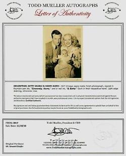 RARE! Harry James & Betty Grable Hand Signed 5X7 Sepia Photo COA