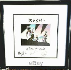 RUSH Show Of Hands autographed Lee Peart Lifeson framed promotional flat! Rare