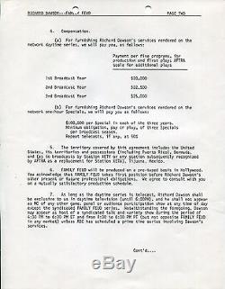 Richard Dawson Hand Signed Three Page Contract From 1982 Family Feud