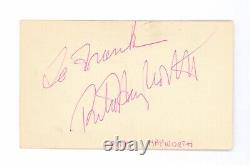 Rita Hayworth Original Autograph Hand signed To Frank 3 x 5 card with COA. Scans