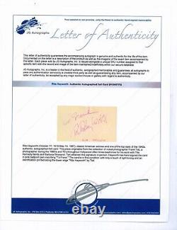 Rita Hayworth Original Autograph Hand signed To Frank 3 x 5 card with COA. Scans