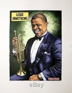 Robert Crumb Louis Armstrong JAZZ POSTER Limited Hand Numbered / Autographed