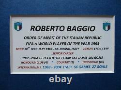 Roberto Baggio Italian Legend Genuine Hand Signed A3 Photo Mount Display Coa