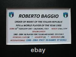 Roberto Baggio Italian Legend Genuine Hand Signed A3 Photo Mount Display Coa