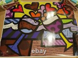 Romero Britto Poster Hand Signed/autographed 2004 Poster Wine/ Signed 30-24