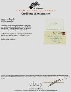 SEC Chairman James M. Landis Hand Signed 3X5 Card JG Autographs COA