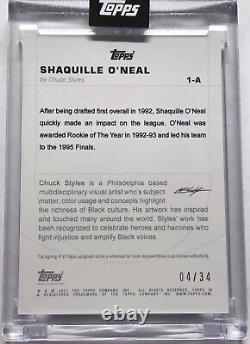SHAQUILLE O'NEAL SIGNED CHUCK STYLES ART TOPPS x 2022 CARD #1 SHAQ ON CARD AUTO