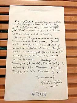 SIGNED Hand-written Letter by J R R Tolkien