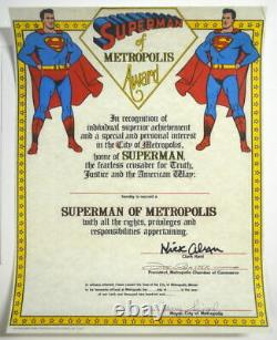 SUPERMAN Metropolis Award HAND SIGNED By Joe Shuster Jerry Siegel & Kirk Alyn