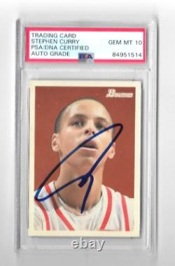 Stephen Curry Signed 2009 Bowman Rookie Card 106 Golden State Warriors PSA 10