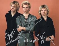 THE POLICE ALL THREE MEMBERS ORIGINAL AUTOGRAPHS HAND SIGNED 8 x 10 WITH COA