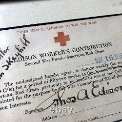 THOMAS EDISON JSA LOA Hand Signed Autograph Red Cross WWI Fund Card