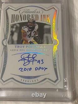 TROY POLAMALU PSA 10 4/10 SIGNED Auto 2010 DPOY Inscribed Pittsburgh STEELERS