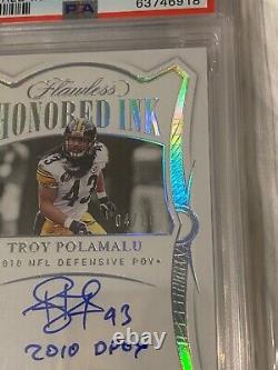 TROY POLAMALU PSA 10 4/10 SIGNED Auto 2010 DPOY Inscribed Pittsburgh STEELERS