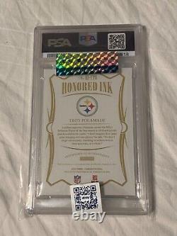 TROY POLAMALU PSA 10 4/10 SIGNED Auto 2010 DPOY Inscribed Pittsburgh STEELERS