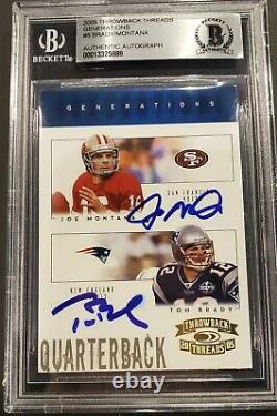 Tom Brady + Joe Montana Dual Signed 2005 Donruss Throwback Threads Generations