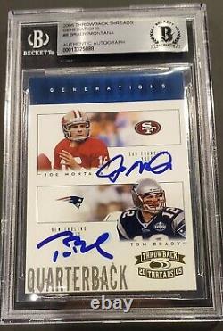 Tom Brady + Joe Montana Dual Signed 2005 Donruss Throwback Threads Generations