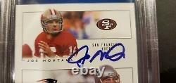 Tom Brady + Joe Montana Dual Signed 2005 Donruss Throwback Threads Generations