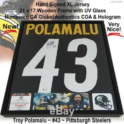 Troy Polamalu Pittsburgh Steelers Autographed Hand Signed Black Jersey with COA