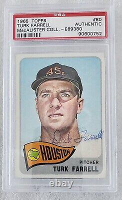 Turk Farrell PSA DNA Signed 1965 Topps Autograph Deceased 1977 RARE