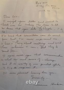 Very Rare 1972 Sci-fi Author Zenna Henderson Hand Wriiten & Signed Note to Fan