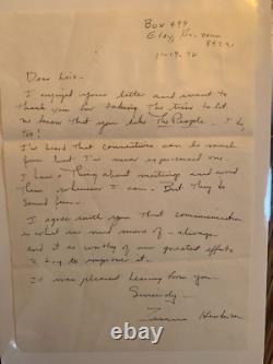 Very Rare 1972 Sci-fi Author Zenna Henderson Hand Wriiten & Signed Note to Fan