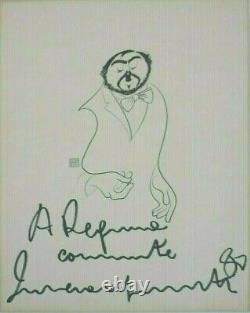 Vintage Al Hirschfeld Lithograph Luciano Pavarotti Hand Signed Autograph