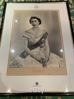 Vintage Hand Signed Photograph Queen Elizabeth II 1953 Autograph Photo Gurkha