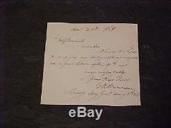 1866 Union General Gouverneur Warren, Note Autographiée Et Signée À La Main, Guerre Civile