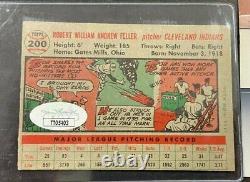 1955 Tops Baseball Card Bob Feller #200 Vg-ex! Signée Par Jsa Coa (matt)
