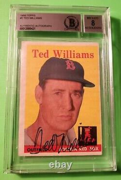 1958 Ted Williams Topps #1 Autographe Signé À La Main Authentique Bgs 8
