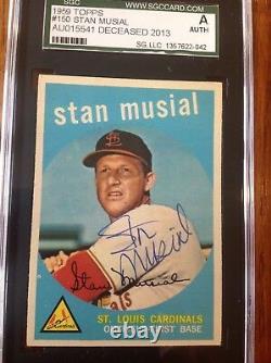 1959 Topps #150 Stan Musial Autographe Sgc Authentique Signé À La Main Near Mint+