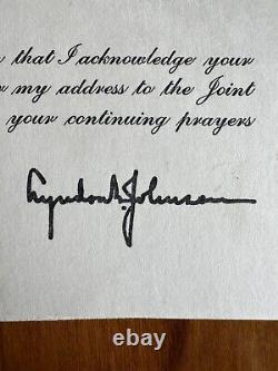 1963 La Maison Blanche Lyndon B. Johnson Carte signée à la main avec enveloppe? Authentifié