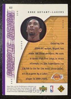 2001 Deck Supérieur Pourpre Règne Kobe Bryant Signé À La Main #432 Carte Avec Coa