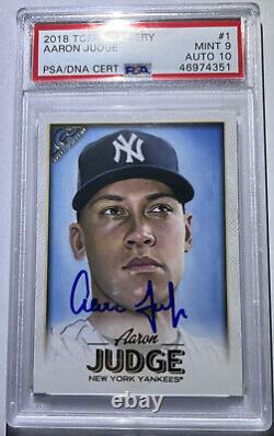 2018 Topps Gallery Aaron Judge #1 PSA 9, Autographe signé à la main en personne