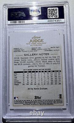 2018 Topps Gallery Aaron Judge #1 PSA 9, Autographe signé à la main en personne