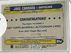 2022 Topps'87 Autographe Noir #87ba-jca Jose Canseco /199 On Card Auto En Main