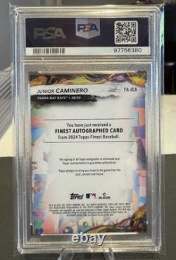 2024 Topps Finest - #FA-JCA Junior Caminero Autographe Refracteur Violet/125 PSA 10