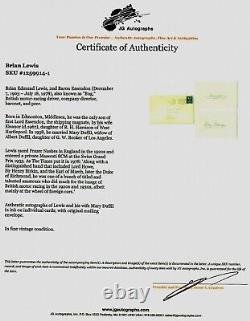 2e Baron Essendon Brian Lewis Carte 3X5 signée à la main JG Autographs COA