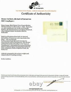 6ème Comte de Carnarvon Henry Herbert Carte signée à la main JG Autographs COA