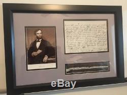 Abraham Lincoln 6 Mots Écrits À La Main De Double Lettre Autographiée Signée Psa / Dna